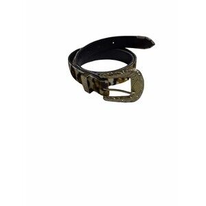 Women's Leppard  animal print belt 34 inches silver tone buckle